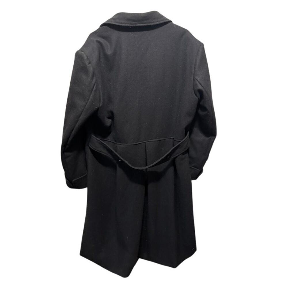 Men’s Black Double Breasted Wool Overcoat Trench Dr WhoStyle Winter Coat Size XL - Picture 2 of 8